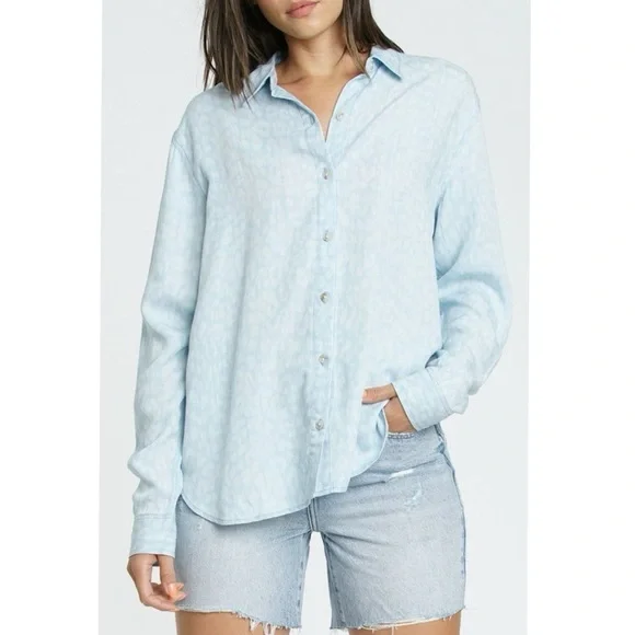 Pistola Evie Designer Button Up Blouse Shadow Leopard Size S Top MSRP $161 - Picture 2 of 13